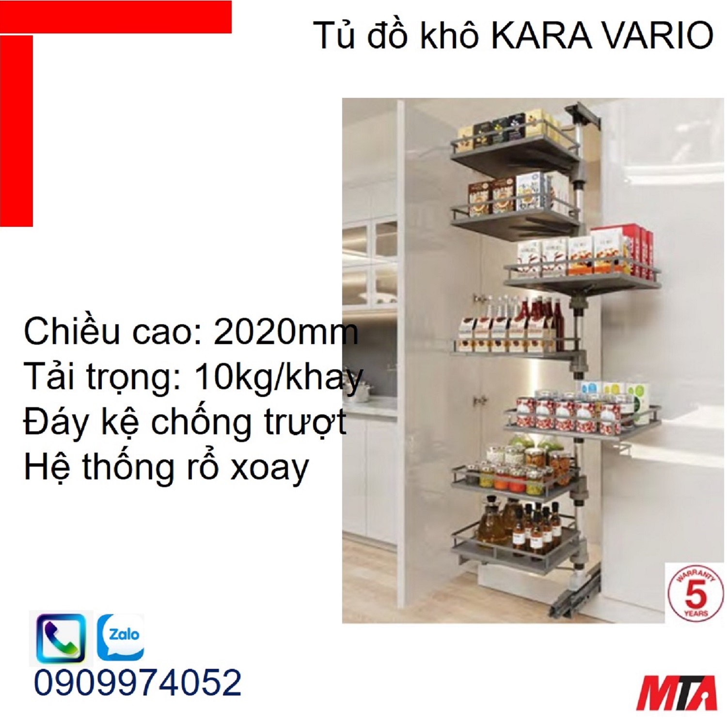 Phụ kiện tủ bếp KOSMO KARA VARIO 595.82.805 tủ cao 2020mm